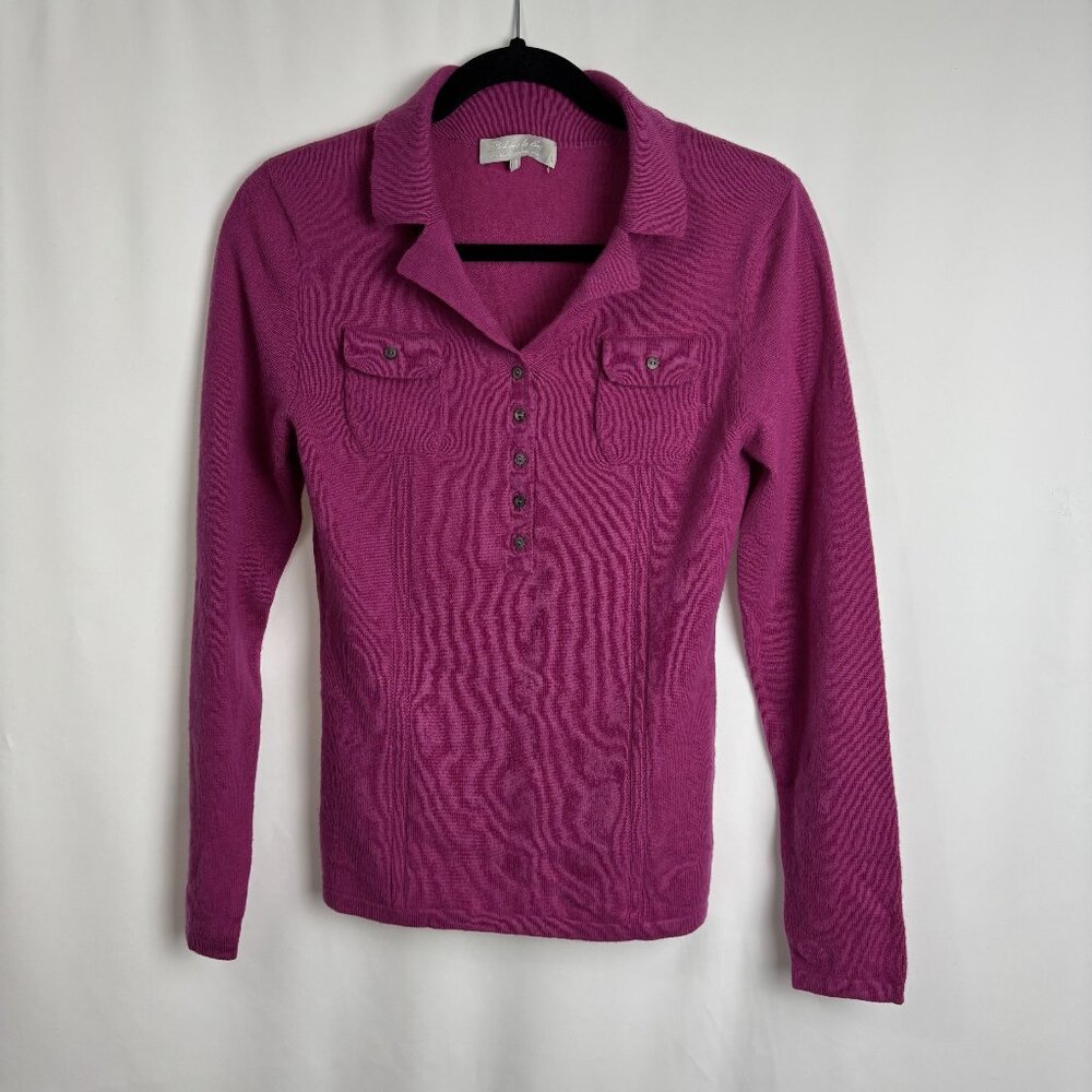 Philippe Le Bac 1/XS Magenta Purple Pink Long Sleeve Button Cashmere Sweater
